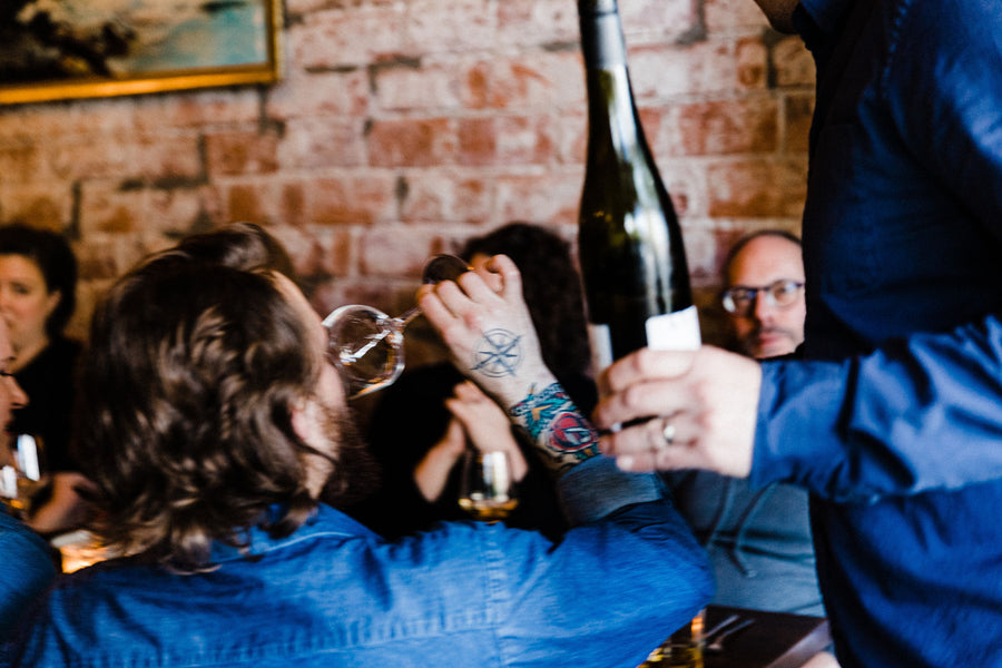 A wine dinner table