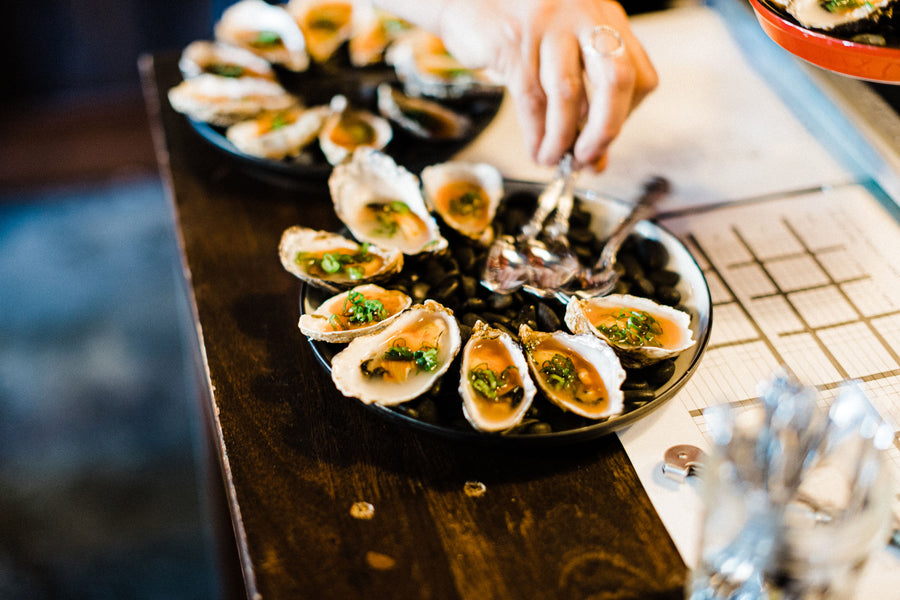 Plates at a wine dinner