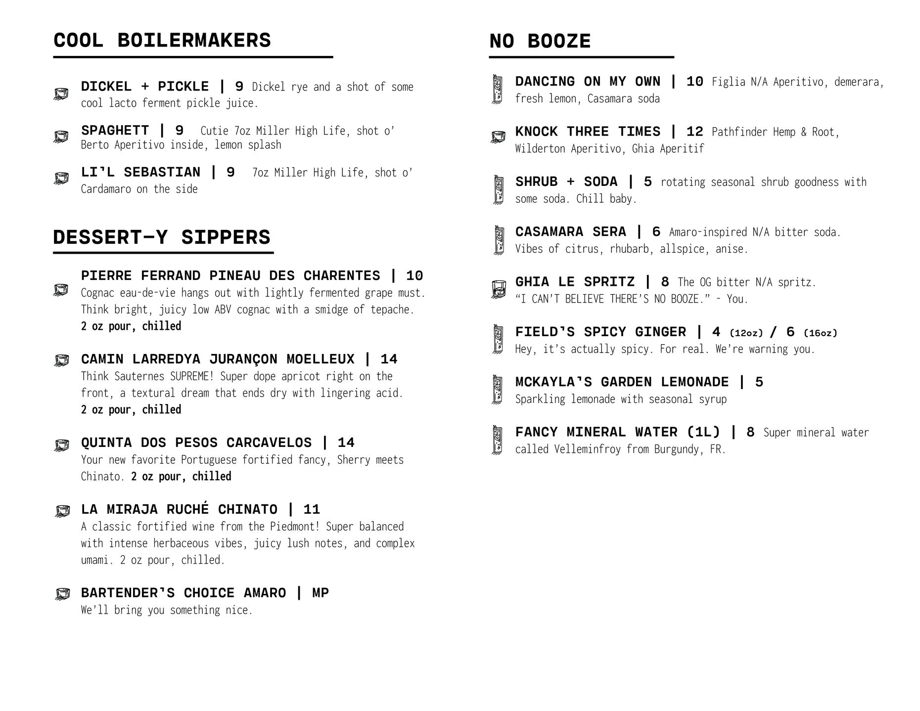 Menu Field Bar & Bottle Shop