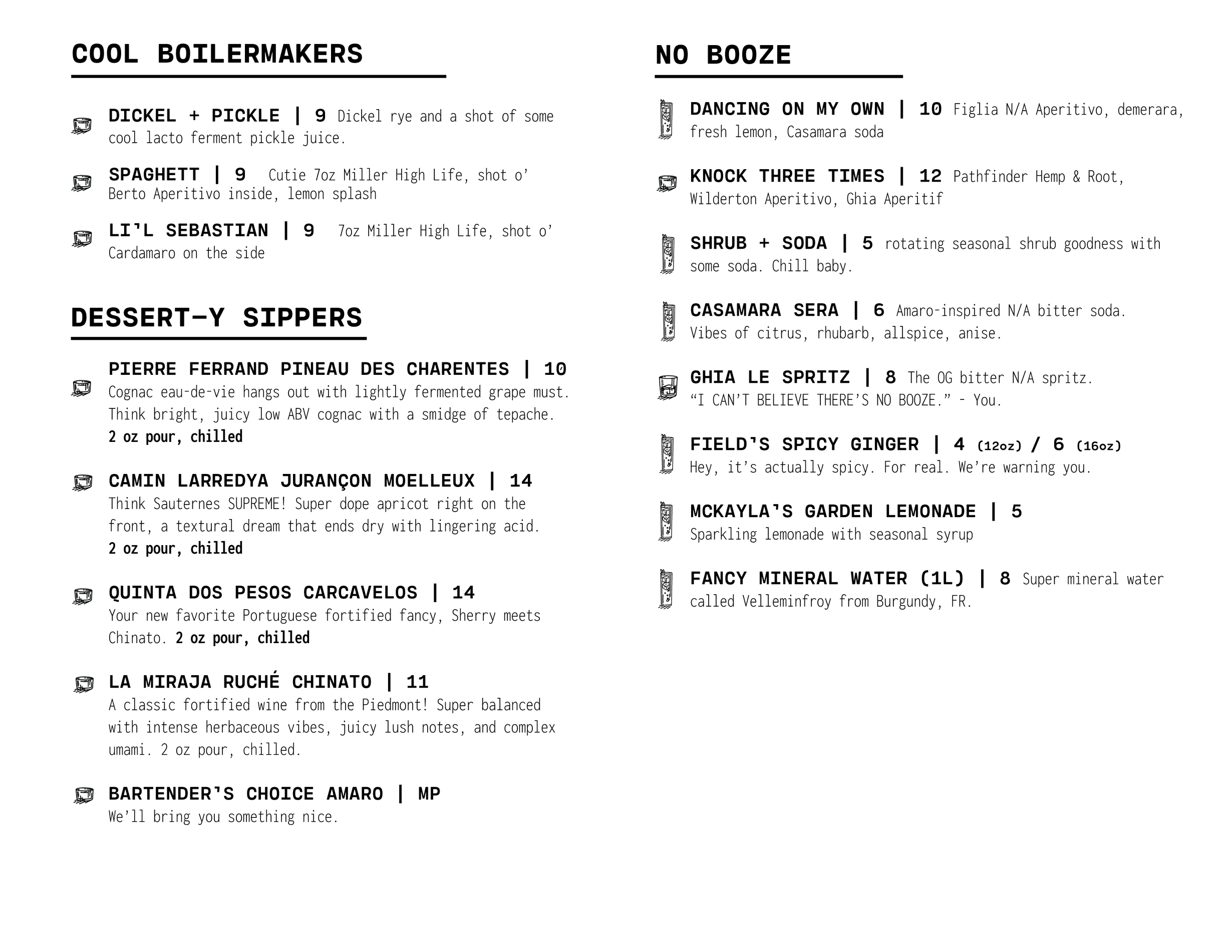 Menu Field Bar & Bottle Shop