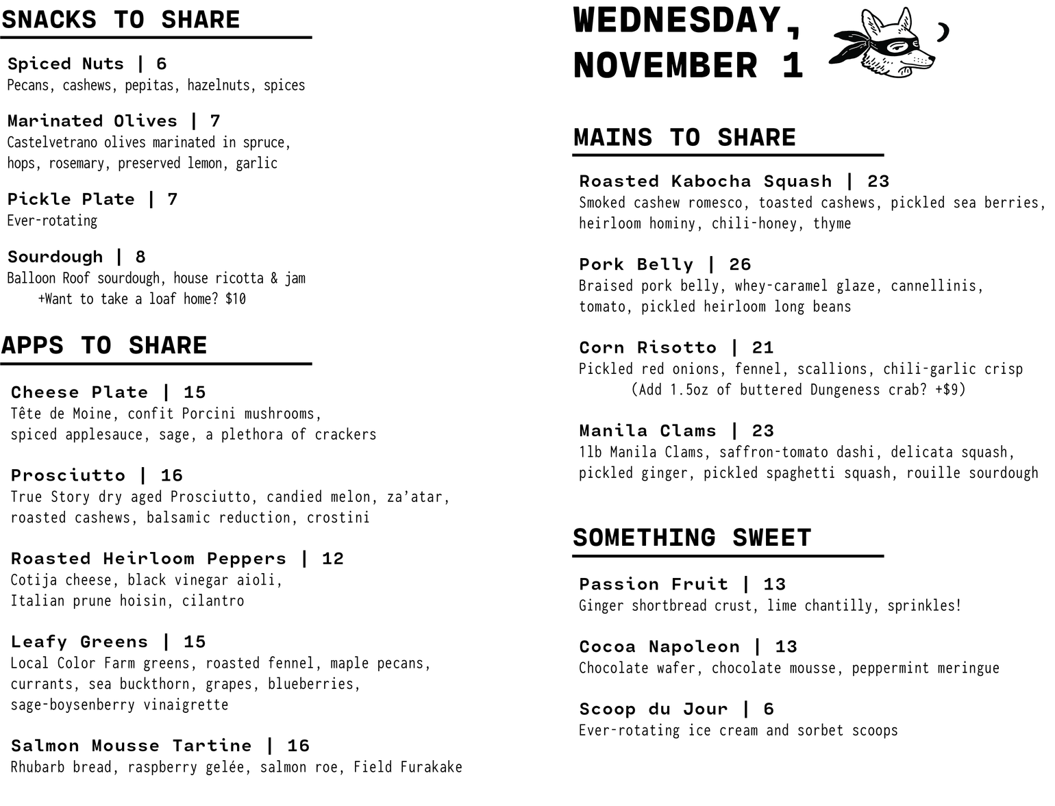 Menu Field Bar & Bottle Shop